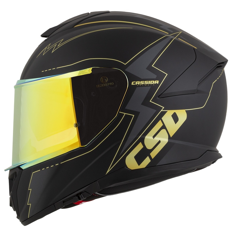 Cassida Integral GT 2.1 Flash sort-guld-grå motorcykelhjelm