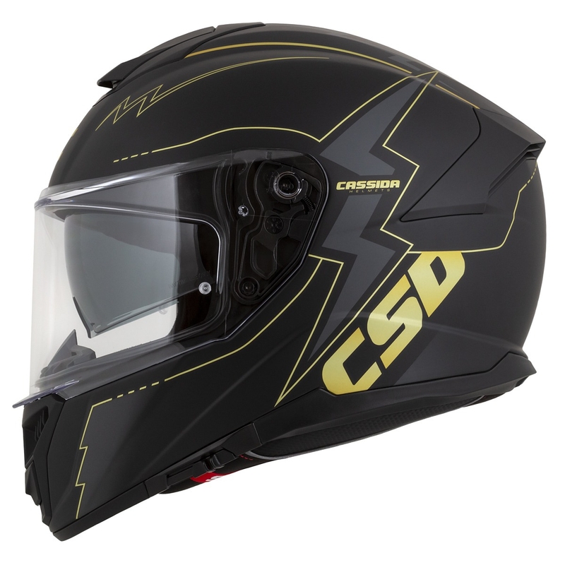 Cassida Integral GT 2.1 Flash sort-guld-grå motorcykelhjelm