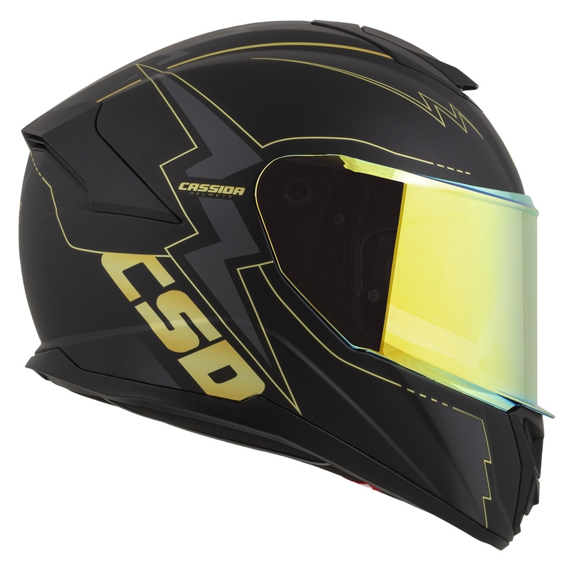 Cassida Integral GT 2.1 Flash sort-guld-grå motorcykelhjelm