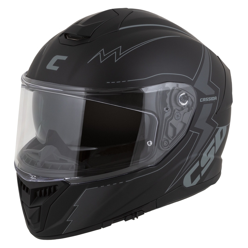 Cassida Integral GT 2.1 Flash sort-grå Integral motorcykelhjelm