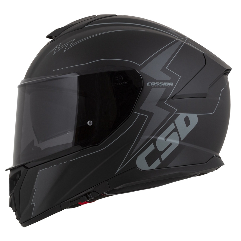 Cassida Integral GT 2.1 Flash sort-grå Integral motorcykelhjelm