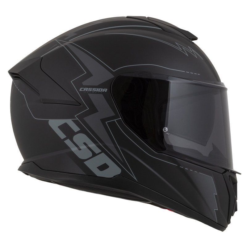 Cassida Integral GT 2.1 Flash sort-grå Integral motorcykelhjelm