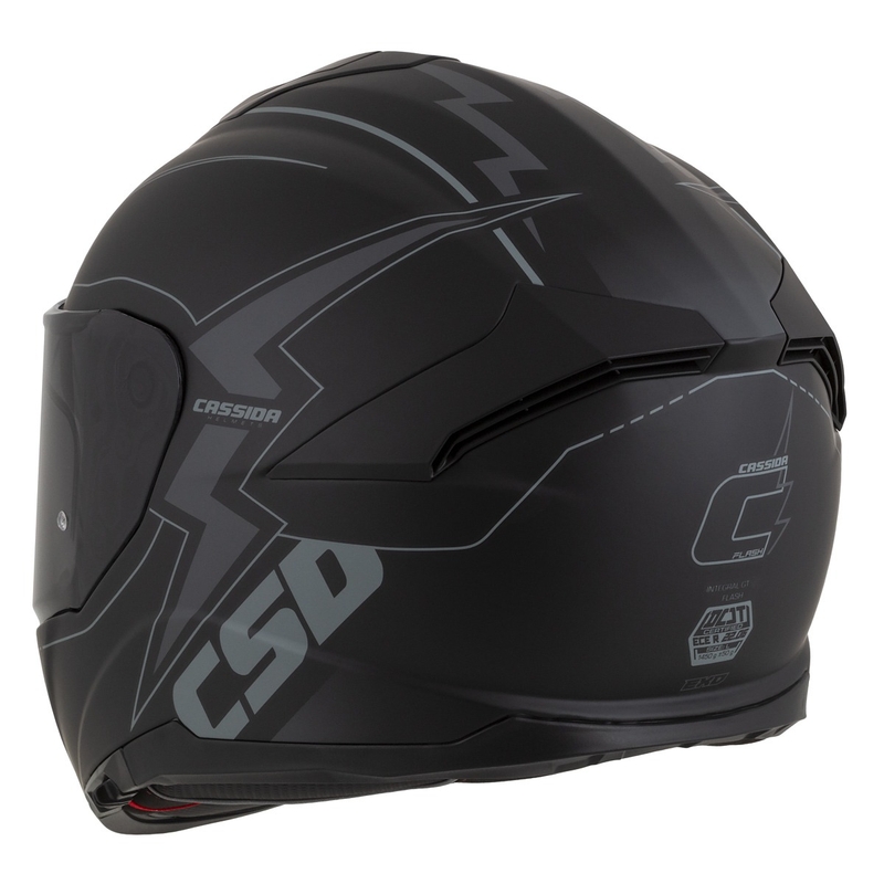 Cassida Integral GT 2.1 Flash sort-grå Integral motorcykelhjelm