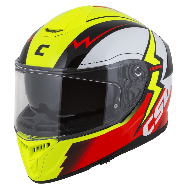 Integral motorcykelhjelm Cassida Integral GT 2.1 Flash fluogul-rød-sort-hvid