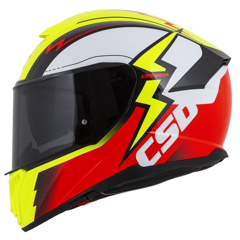 Integral motorcykelhjelm Cassida Integral GT 2.1 Flash fluogul-rød-sort-hvid