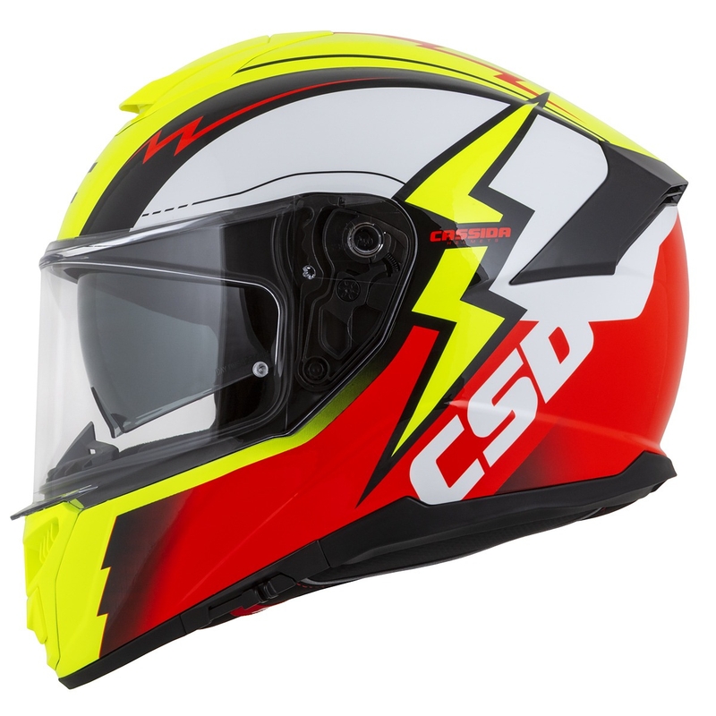 Integral motorcykelhjelm Cassida Integral GT 2.1 Flash fluogul-rød-sort-hvid