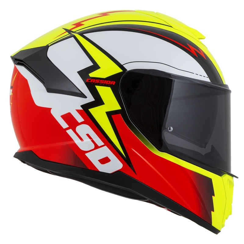 Integral motorcykelhjelm Cassida Integral GT 2.1 Flash fluogul-rød-sort-hvid