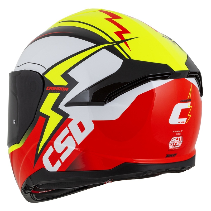 Integral motorcykelhjelm Cassida Integral GT 2.1 Flash fluogul-rød-sort-hvid