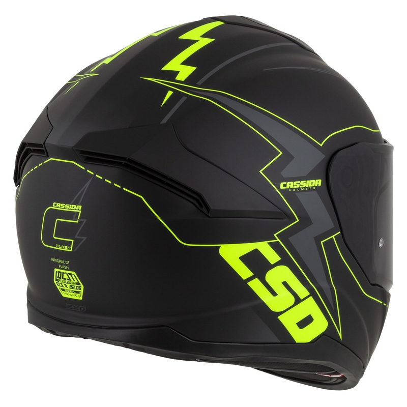 Integral motorcykelhjelm Cassida Integral GT 2.1 Flash sort-fluogul-grå