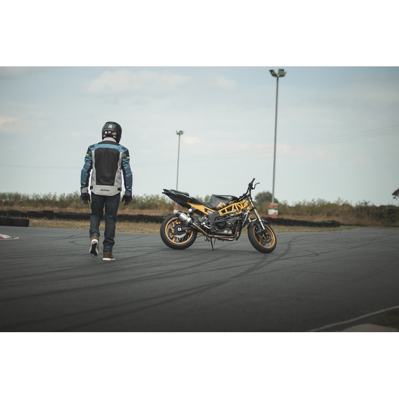 Oxford Dakar D2D Air sølvblå-fluogul motorcykeljakke