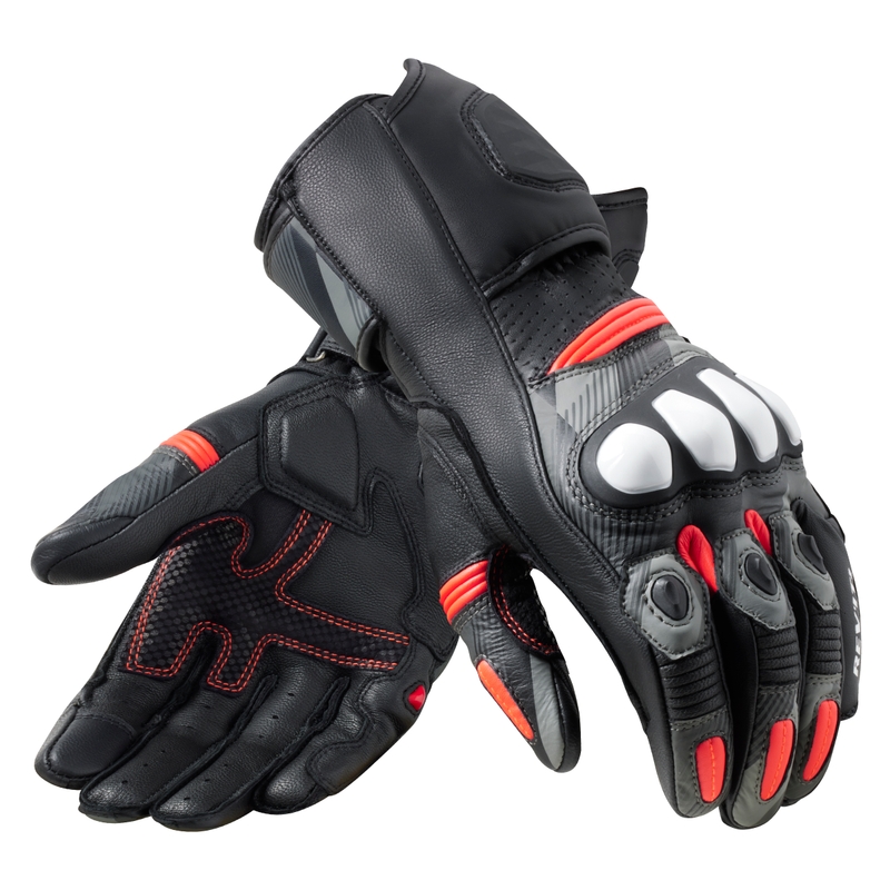 Motorcykelhandsker Revit League 2 sort-fluoro rød