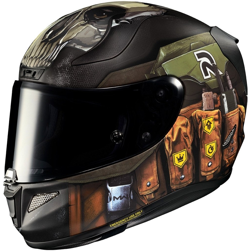 Integreret motorcykelhjelm HJC RPHA 11 Ghost Call Of Duty MC34SF sort-brun-grøn udsalg