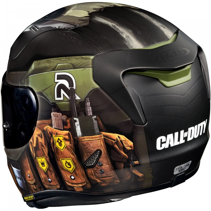 Integreret motorcykelhjelm HJC RPHA 11 Ghost Call Of Duty MC34SF sort-brun-grøn udsalg
