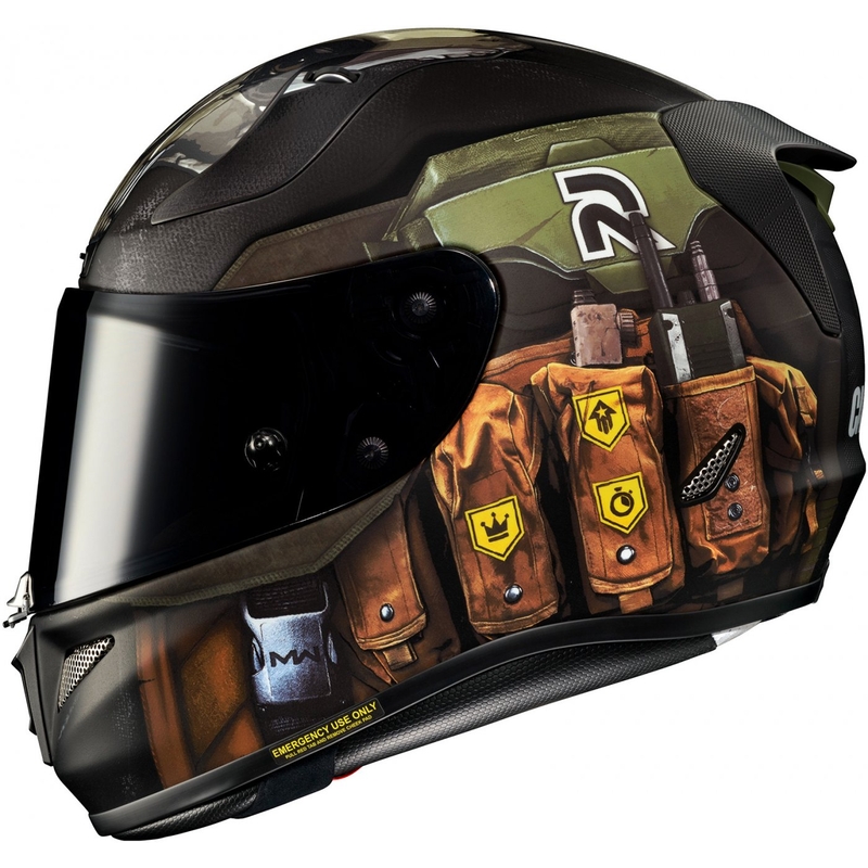 Integreret motorcykelhjelm HJC RPHA 11 Ghost Call Of Duty MC34SF sort-brun-grøn udsalg
