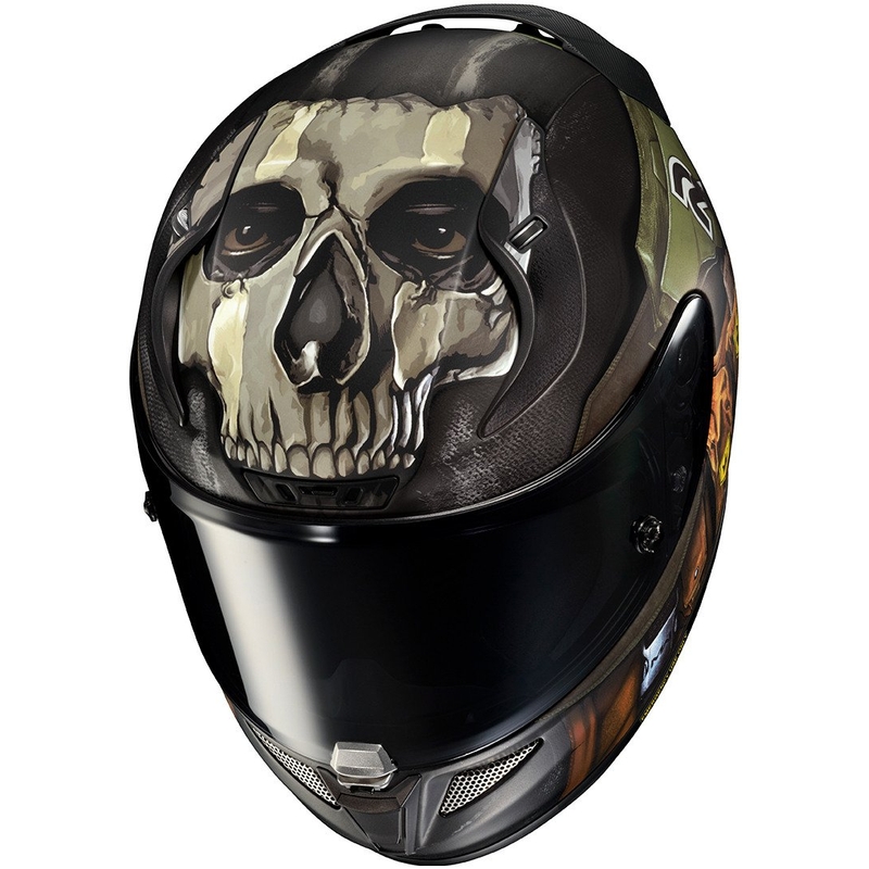 Integreret motorcykelhjelm HJC RPHA 11 Ghost Call Of Duty MC34SF sort-brun-grøn udsalg