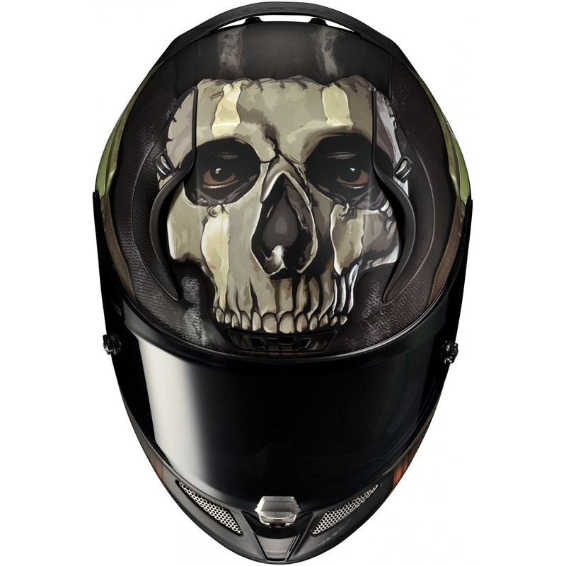 Integreret motorcykelhjelm HJC RPHA 11 Ghost Call Of Duty MC34SF sort-brun-grøn udsalg