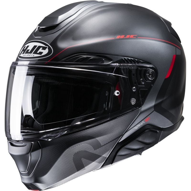 HJC RPHA 91 Combust MC1SF sort-grå-rød flip-up motorcykelhjelm