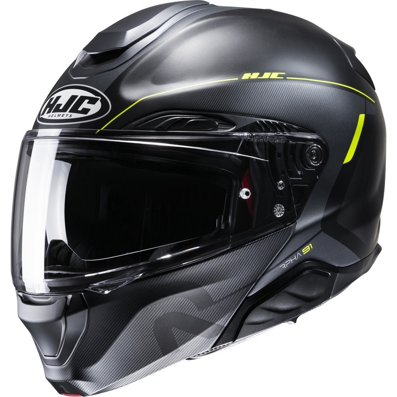 HJC RPHA 91 Combust MC3HSF sort-fluo gul flip-up motorcykelhjelm