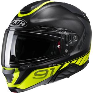 Flip-up motorcykelhjelm HJC RPHA 91 Rafino MC3HSF sort-fluo gul