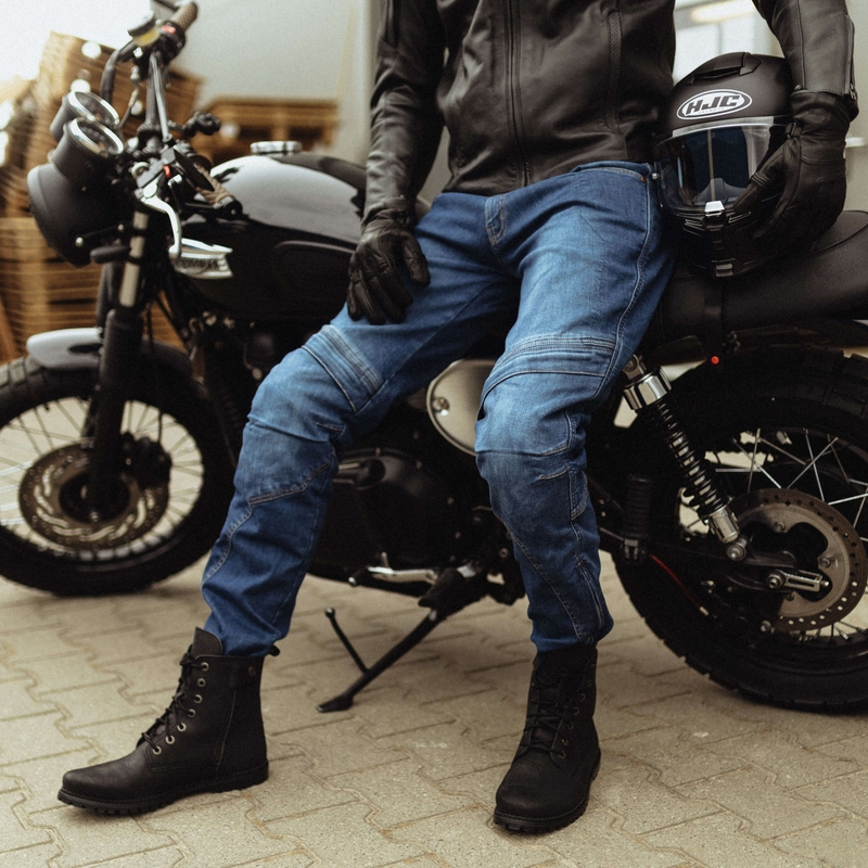 Rebelhorn Rage II motorcykeljeans, vasket blå udsalg