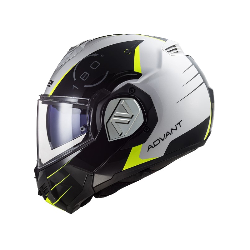 Flip-up motorcykelhjelm LS2 FF906 Advant Codex 06 sort-hvid-fluogul