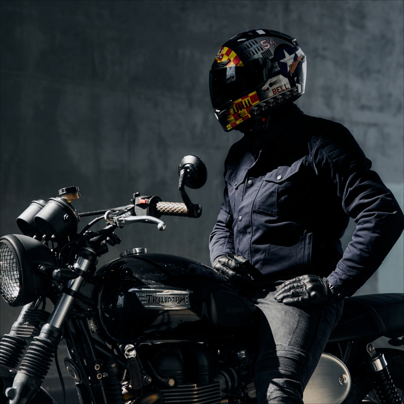 Rebelhorn Hunter mørkeblå motorcykeljakke udsalg