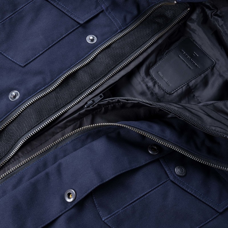 Rebelhorn Hunter mørkeblå motorcykeljakke udsalg