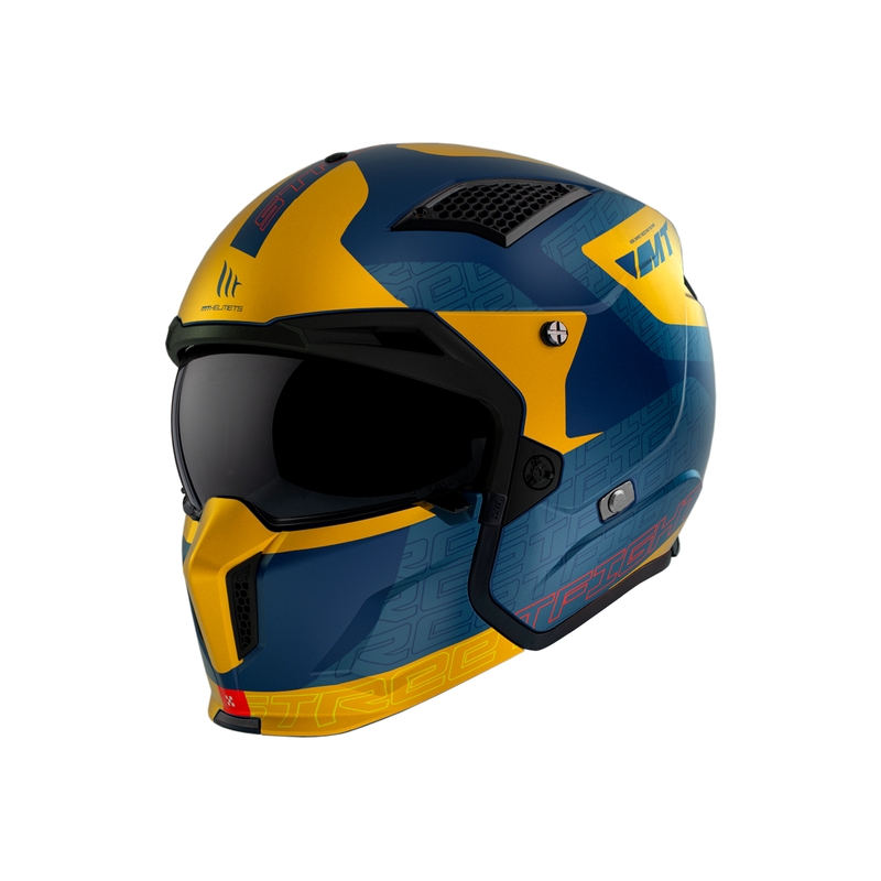 Åben hjelm med maske MT Streetfighter SV Totem C3 blå-gul