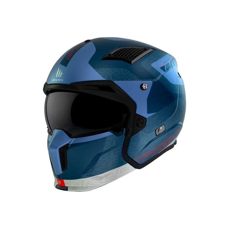 Åben hjelm med maske MT Streetfighter SV Totem C17 hvid-blå