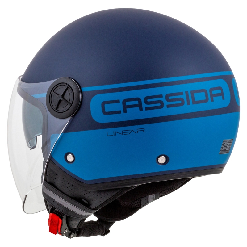 Cassida Handy Plus Linear åben motorcykelhjelm blå