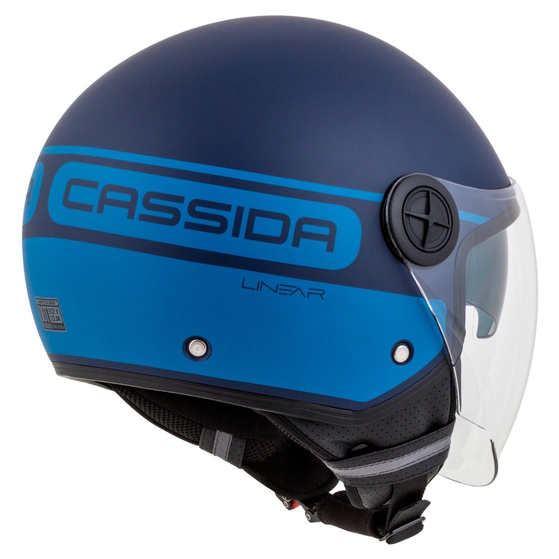 Cassida Handy Plus Linear åben motorcykelhjelm blå