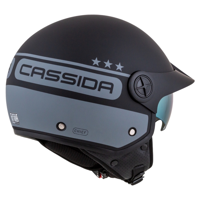 Cassida Handy Plus Chief åben motorcykelhjelm grå-sort