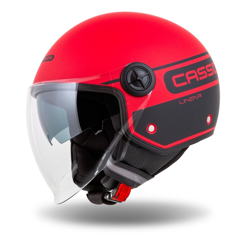 Cassida Handy Plus Linear Open motorcykelhjelm rød-sort