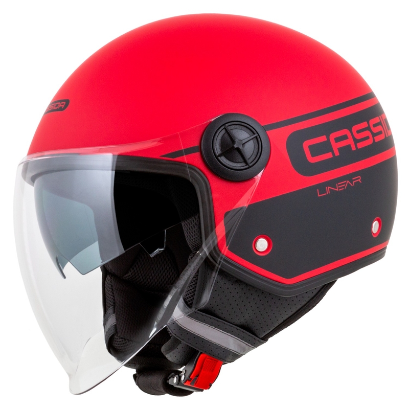 Cassida Handy Plus Linear Open motorcykelhjelm rød-sort