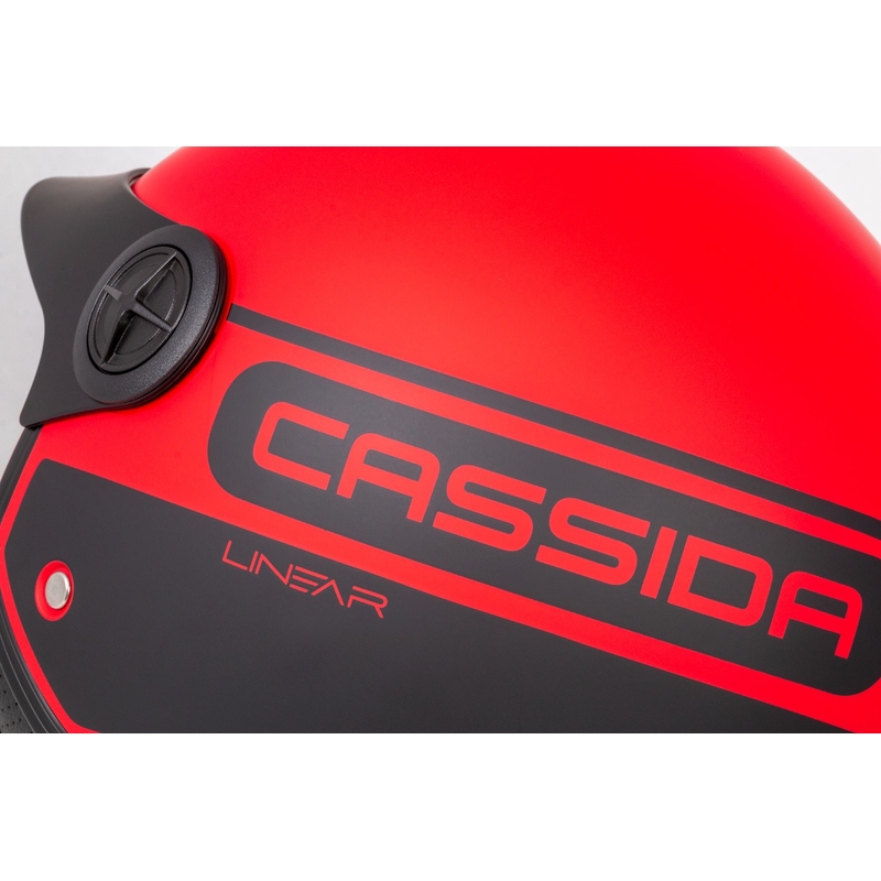 Cassida Handy Plus Linear Open motorcykelhjelm rød-sort