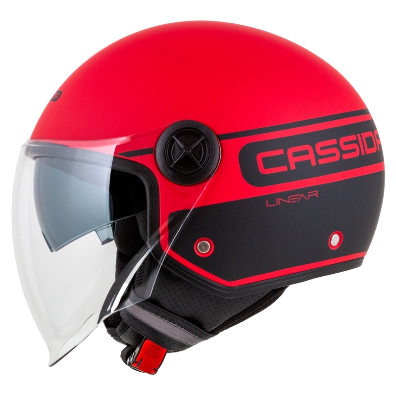 Cassida Handy Plus Linear Open motorcykelhjelm rød-sort