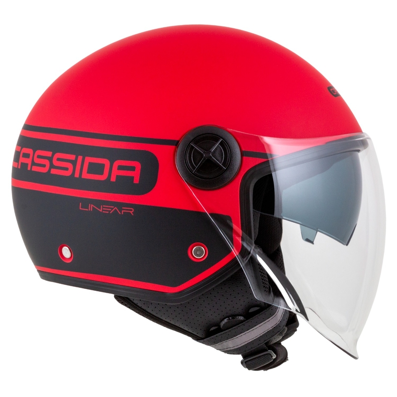 Cassida Handy Plus Linear Open motorcykelhjelm rød-sort