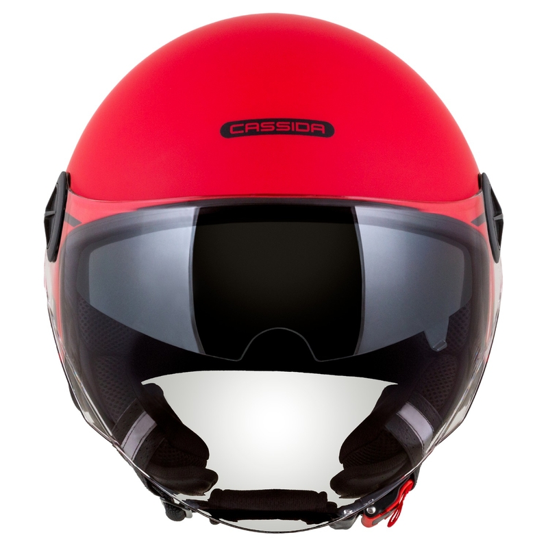 Cassida Handy Plus Linear Open motorcykelhjelm rød-sort