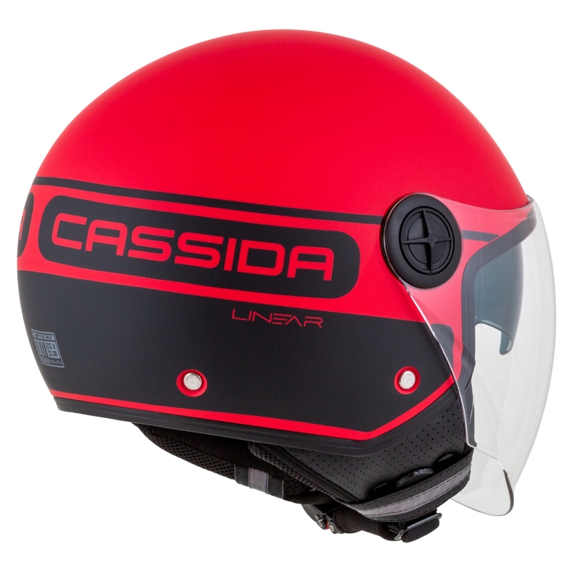 Cassida Handy Plus Linear Open motorcykelhjelm rød-sort