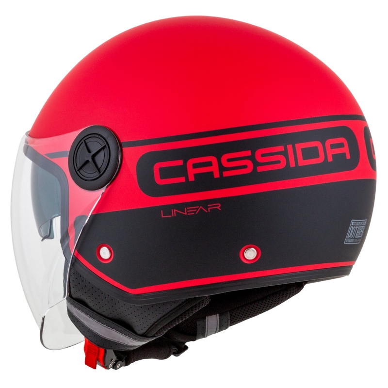 Cassida Handy Plus Linear Open motorcykelhjelm rød-sort