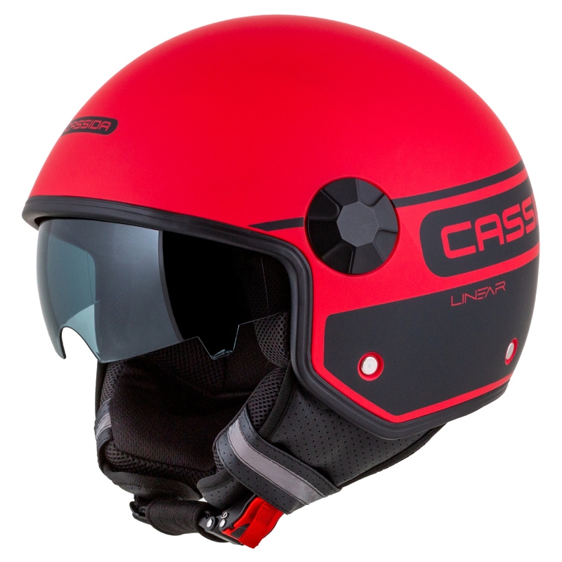 Cassida Handy Plus Linear Open motorcykelhjelm rød-sort