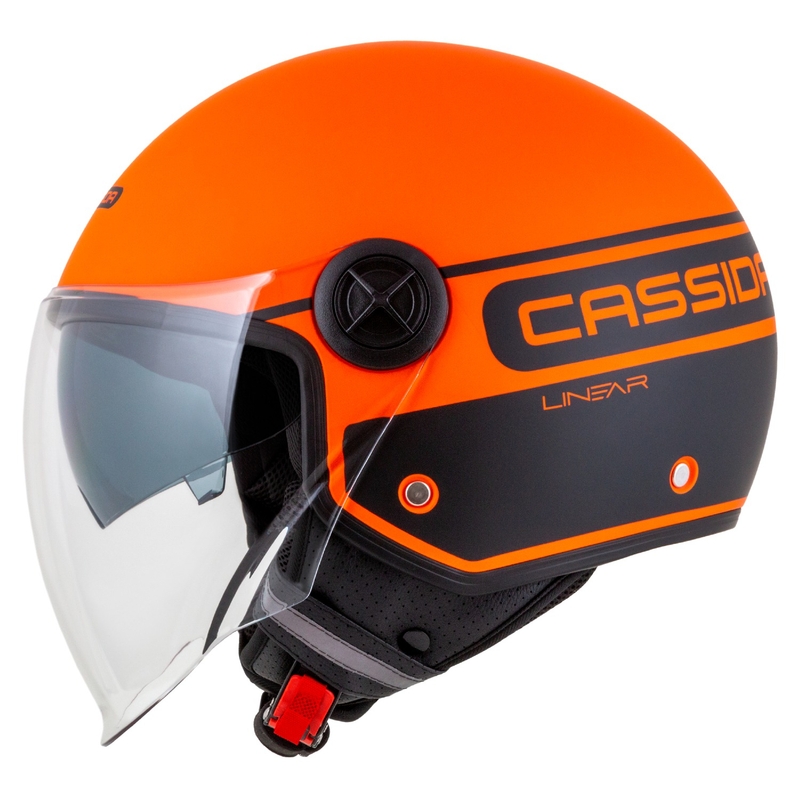 Cassida Handy Plus Linear åben motorcykelhjelm orange-sort