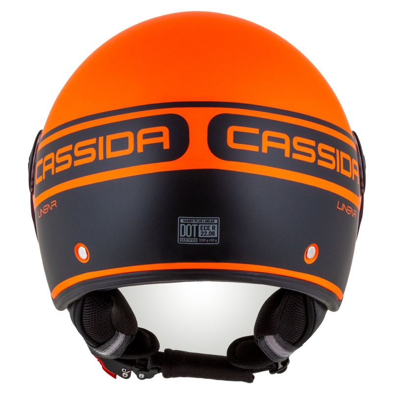 Cassida Handy Plus Linear åben motorcykelhjelm orange-sort