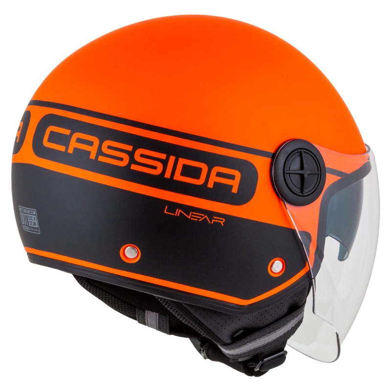 Cassida Handy Plus Linear åben motorcykelhjelm orange-sort