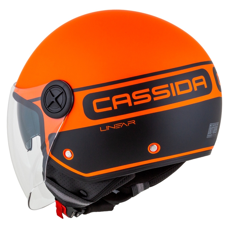 Cassida Handy Plus Linear åben motorcykelhjelm orange-sort