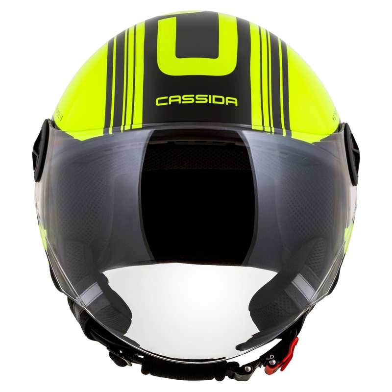 Cassida Handy Metropolis Safety fluogul-sort-reflekterende grå åben motorcykelhjelm