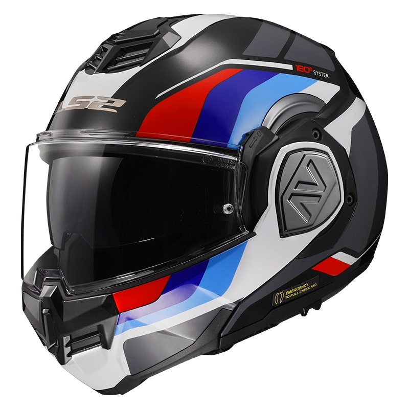 Flip-up motorcykelhjelm LS2 FF906 Advant Sport sort-blå-rød