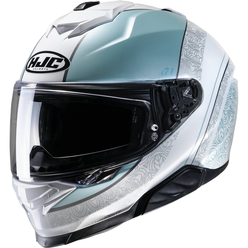 Integreret motorcykelhjelm HJC i71 Sera MC2 grå-hvid-blå