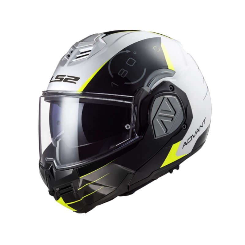 Flip-up motorcykelhjelm LS2 FF906 Advant Codex 06 sort-hvid-fluogul