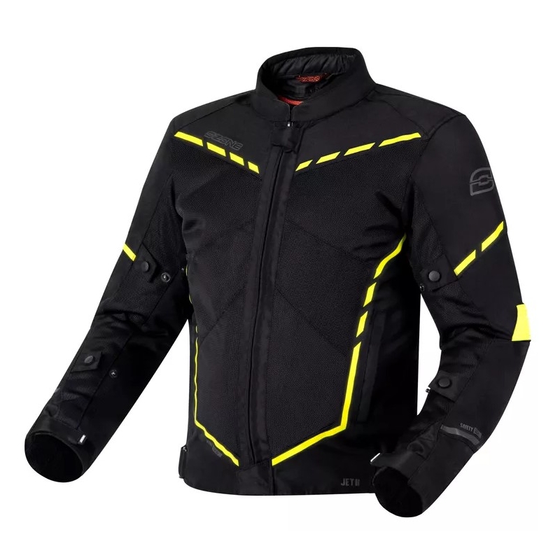 Motojakke Ozone Jet II sort-fluogul udsalg